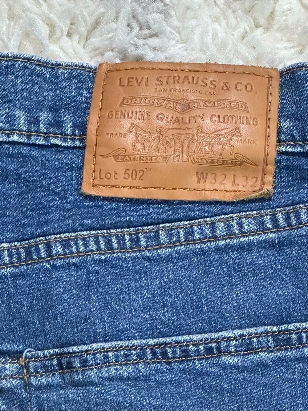 Levi's Dark Blue premium Straight Leg Jeans with Leather Patch